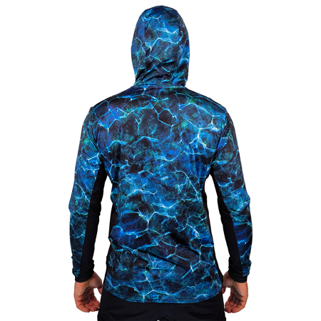 Immagine di T-SHIRT TECNICA M/L AIRFLOW CON CAPPUCCIO DEEP BLUE REEF