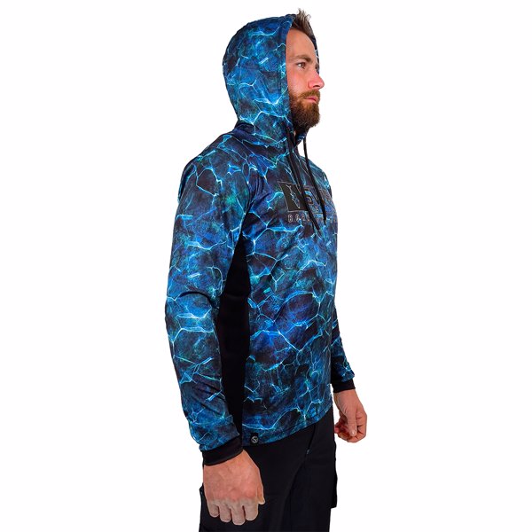 T-SHIRT TECNICA M/L AIRFLOW CON CAPPUCCIO DEEP BLUE REEF