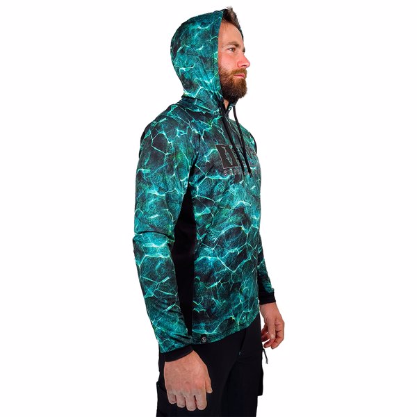 T-SHIRT TECNICA M/L AIRFLOW CON CAPPUCCIO TROPICAL REEF